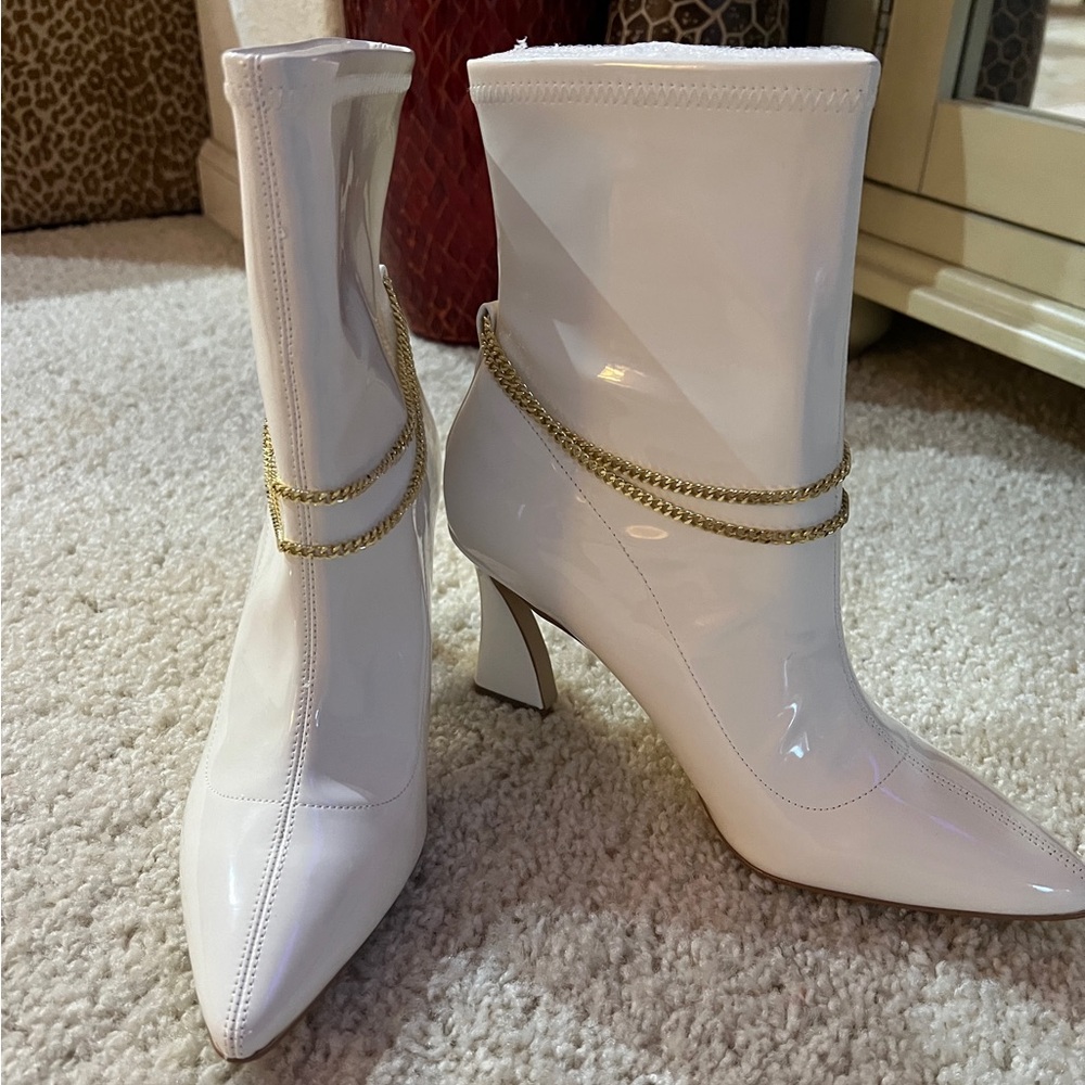 White Patent Leather Booties size 8